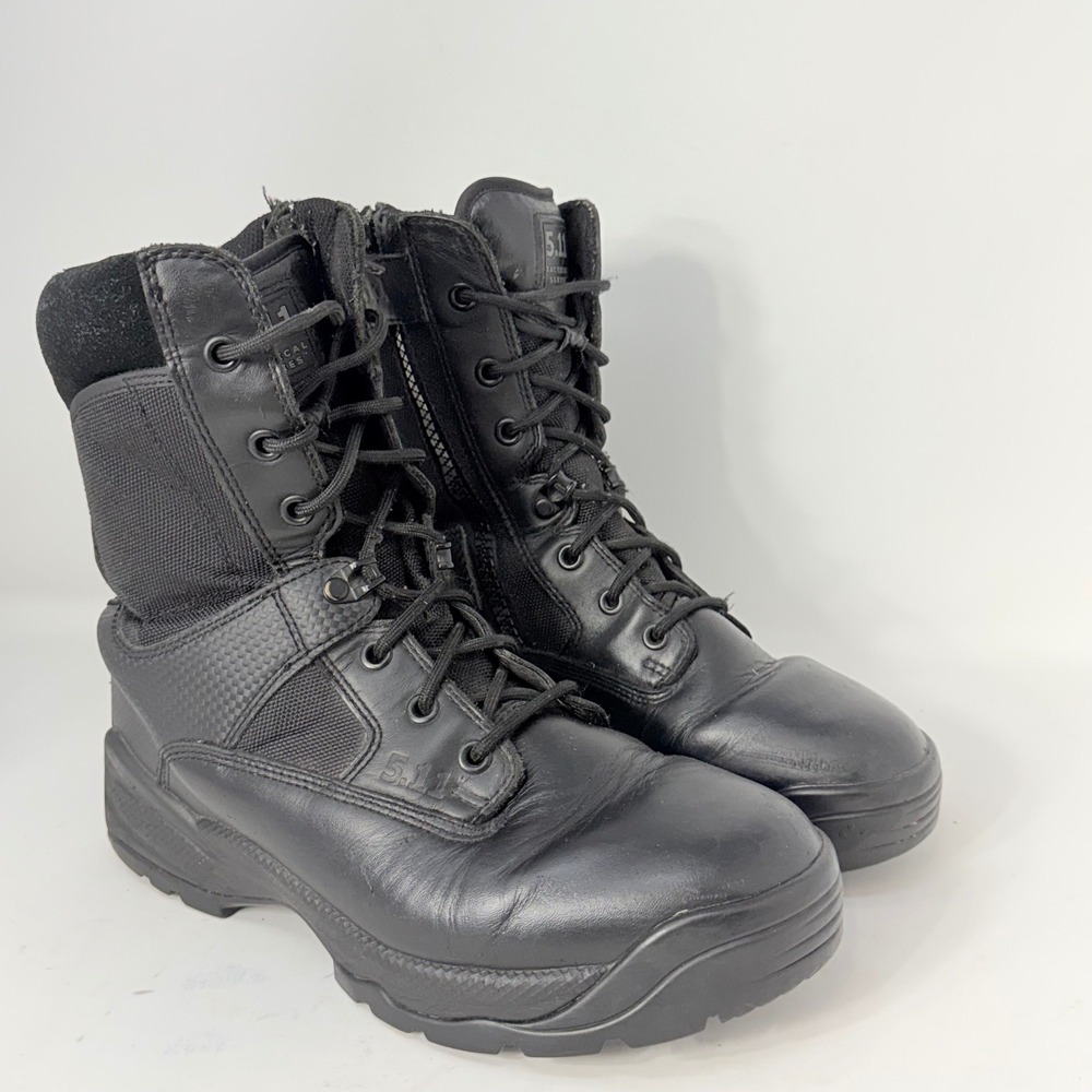 5.11 Tactical Series ATAC 8 Inch Side Zip Boots Mens 9.5 Black Leather 12001